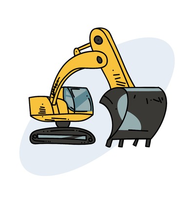 Excavator hand drawn imageのイラスト素材