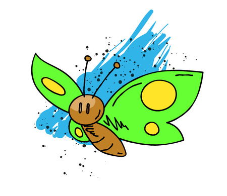 Butterfly cartoon hand drawn imageのイラスト素材