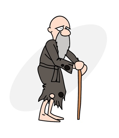 Old man in poor clothes Vector illustration.のイラスト素材
