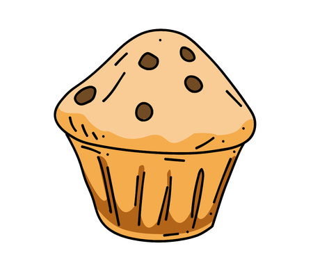 Hand drawn cartoon image of a cupcake.