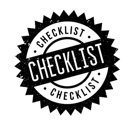 Checklist rubber stamp. Grunge design with dust scratches. Effects can be easily removed for a clean, crisp look. Color is easily changed.のイラスト素材