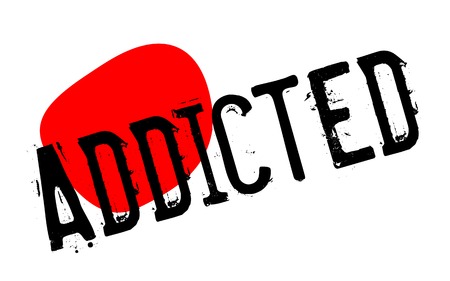 ADDICTED sticker. Authentic design graphic stamp. Original seriesのイラスト素材
