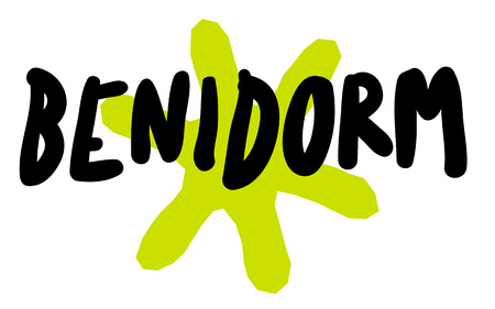 BENIDORM sticker. Authentic design graphic stamp. Original seriesのイラスト素材