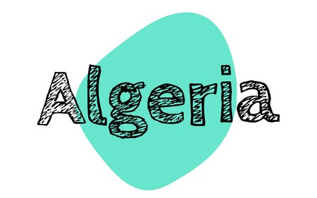 ALGERIA sticker. Authentic design graphic stamp. Original seriesのイラスト素材