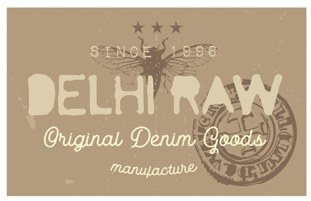 Delhi raw denim clothing tag, for retail business, denim or other product.のイラスト素材