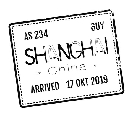 Shanghai postage stamp. Realistic looking stamp with city name.のイラスト素材
