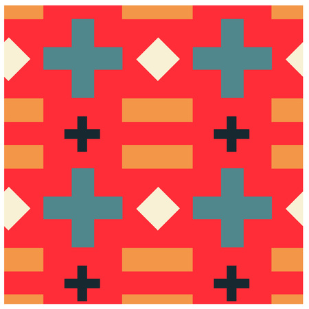 Crosses and rectangles seamless pattern. Design for print, fabric, textile. Seamless wallpaperのイラスト素材