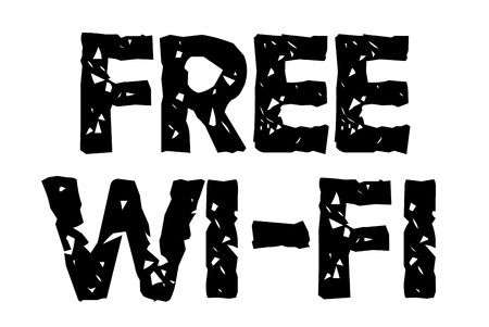 Free WiFi stamp. Typographic sign, stampのイラスト素材