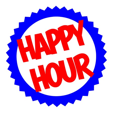 Happy Hour typographic stamp. Typographic sign, badge or icon.のイラスト素材