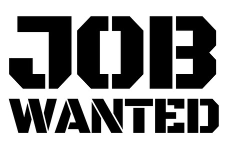 Job Wanted typographic stamp. Typographic sign, badge or logo.のイラスト素材
