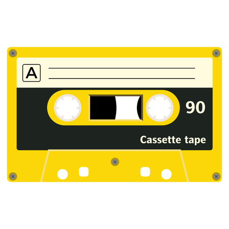 Retro audio cassette, realistic illustration isolated on white.のイラスト素材