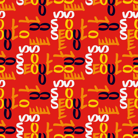 Seoul seamless pattern. Authentic artistic design for background.のイラスト素材