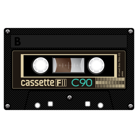 Vintage technology audio cassette tape isolated on white background.のイラスト素材