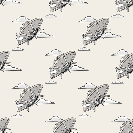 Unknown flying object seamless pattern. Original design for print or digital media.のイラスト素材