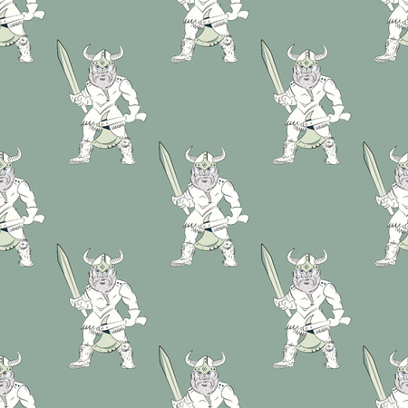 Ancient nordic warrior seamless pattern. Original design for print or digital media.のイラスト素材