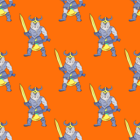 Ancient nordic warrior seamless pattern. Original design for print or digital media.のイラスト素材