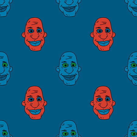 African man funny face seamless pattern. Original design for print or digital media. Vector illustration.のイラスト素材