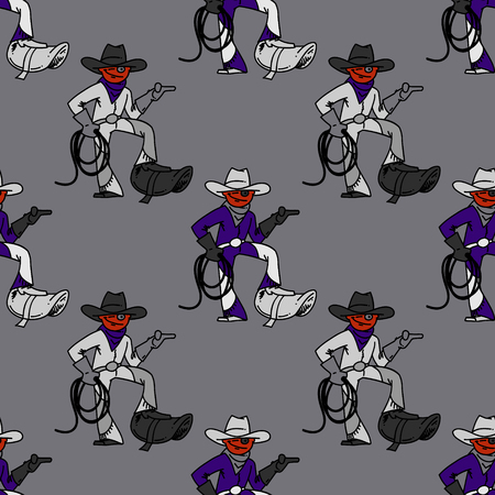 Cool cowboy seamless pattern. Original design for print or digital media. Vector illustration.のイラスト素材