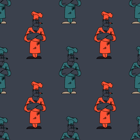 Funky chef seamless pattern. Original design for print or digital media. Vector illustration.のイラスト素材