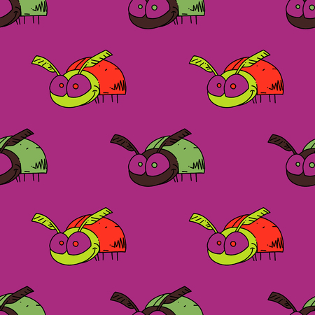 Funky beetle seamless pattern.のイラスト素材