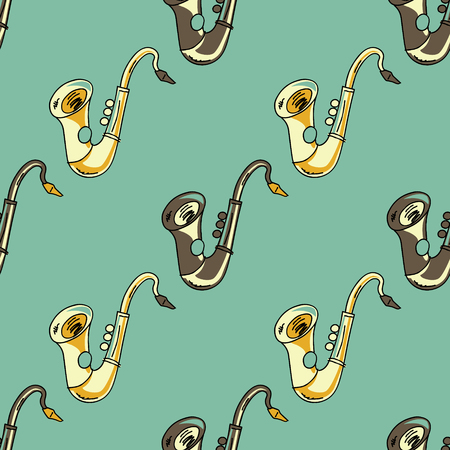 Saxophone seamless pattern.のイラスト素材