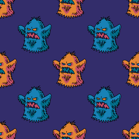 Cute monster seamless pattern. Original design for print or digital media.のイラスト素材