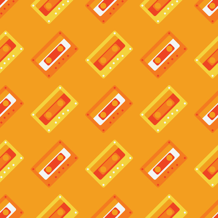 Cassette tapes floating seamless pattern. Authentic design for digital and print media.のイラスト素材