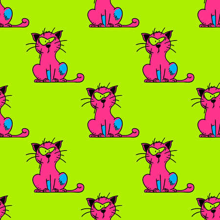 Suspicious cat seamless pattern. Original design for print or digital media.のイラスト素材