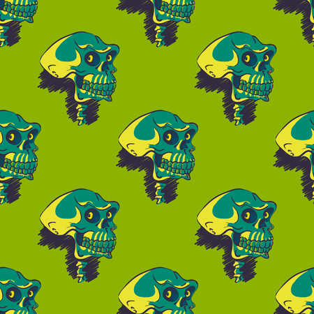 Scary skull seamless pattern. Original design for print or digital media.のイラスト素材