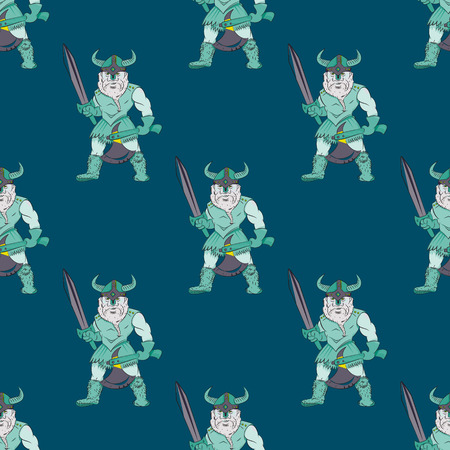 Ancient nordic warrior seamless pattern. Original design for print or digital media.のイラスト素材