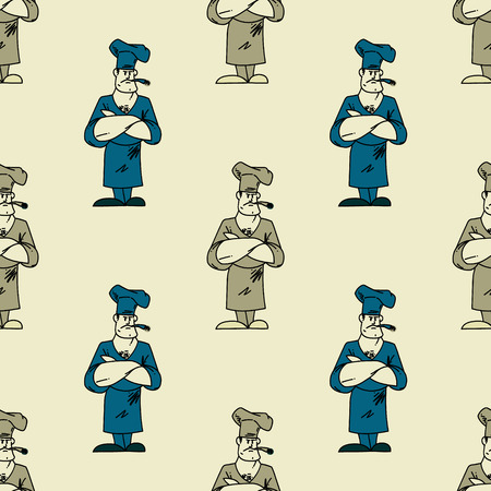Funky chef seamless pattern. Original design for print or digital media.のイラスト素材