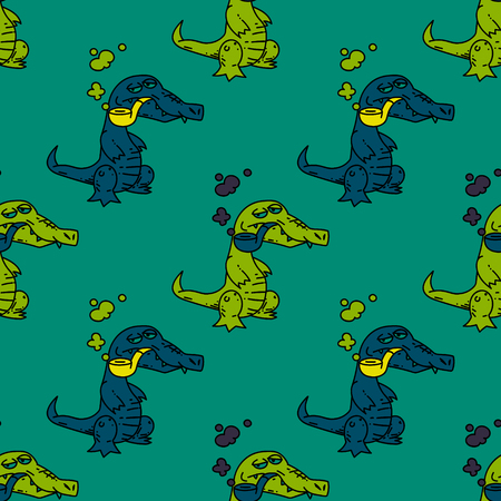 Smoking crocodile seamless pattern. Original design for print or digital media.のイラスト素材