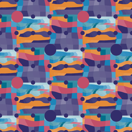 Circle grid and irregular backdrop seamless pattern. Futuristic design, texture background, minimalismのイラスト素材