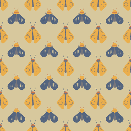 Bee and firefly seamless pattern. Horizontal orderly design for background.のイラスト素材