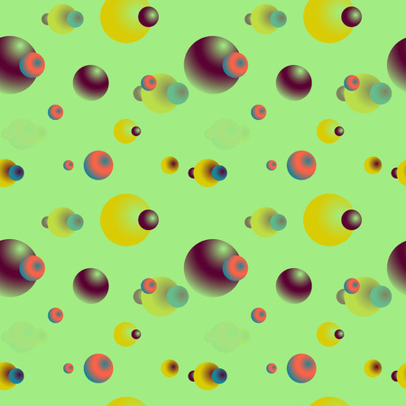 Abstract planets seamless pattern. Three dimensional depth series.のイラスト素材
