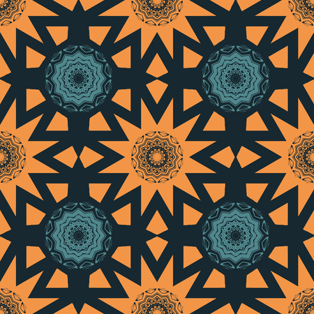 Circular tribal like seamless pattern, abstract colorful background, texture. seamless pattern, abstract colorful background, texture.のイラスト素材
