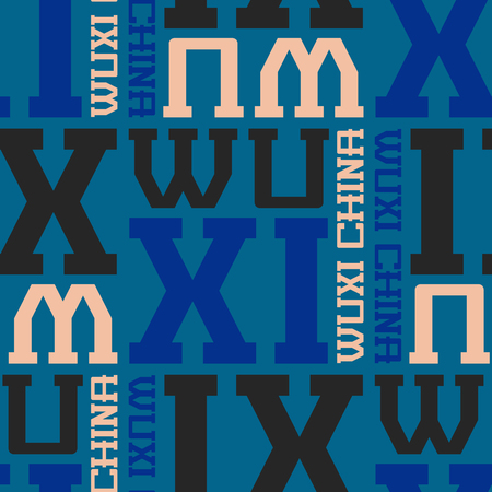 Wuxi, china seamless pattern, typographic city background textureのイラスト素材