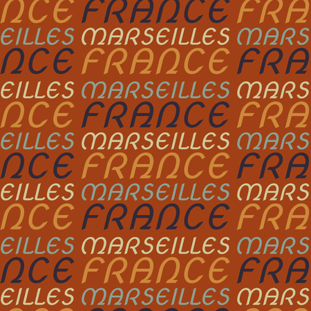 Marseilles, France seamless pattern, typographic city background textureのイラスト素材