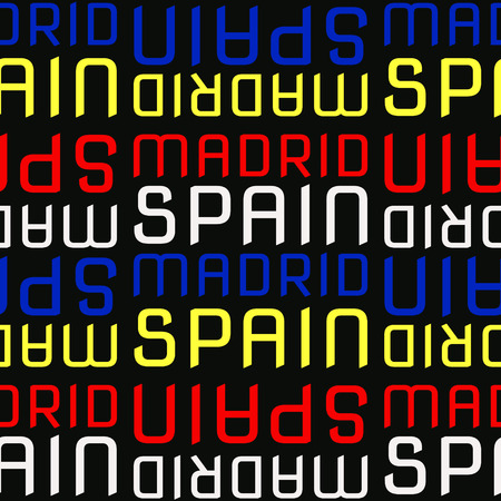 Madrid, Spain seamless pattern, typographic city background textureのイラスト素材