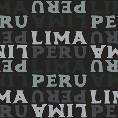 Lima, Peru seamless pattern, typographic city background textureのイラスト素材