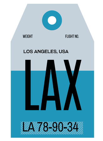 los angeles realistically looking airport luggage tagのイラスト素材