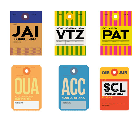 ouagadougou accra santiago jaipur visakhapatnam patna baggage tagのイラスト素材
