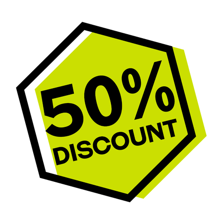 50 percent discount stamp on white background. Sign, label, sticker.のイラスト素材