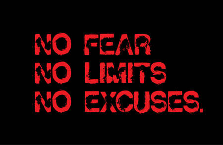 No Fear. No Limits. No Excuses creative motivation quote designのイラスト素材