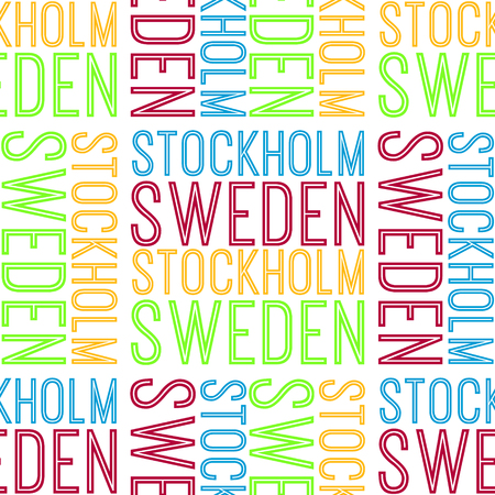 Stockholm, Sweden seamless pattern, typographic city background, texture.のイラスト素材