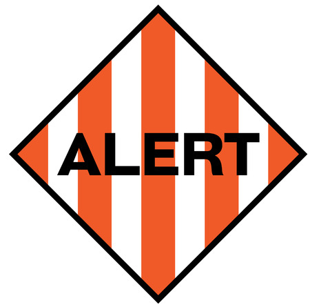 Alert fictitious warning sign, realistically looking.のイラスト素材