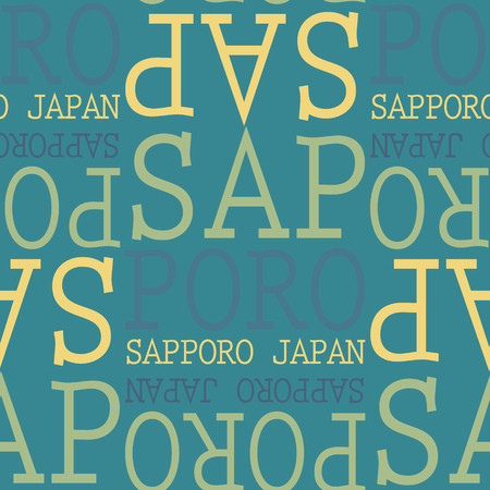 sapporo, japan seamless pattern, typographic city background, texture.のイラスト素材