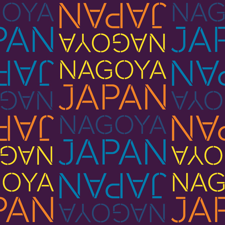 nagoya, japan seamless pattern, typographic city background, texture.のイラスト素材