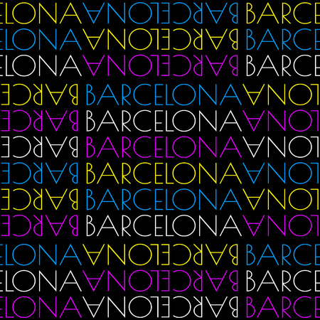 Barcelona, Spain seamless pattern, typographic city background, texture.のイラスト素材