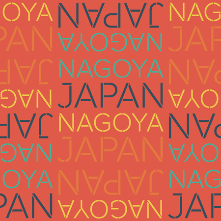 nagoya, japan seamless pattern, typographic city background, texture.のイラスト素材